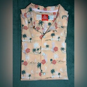Free Planet Orange and Red Casual Button Down Shirt, Size: XL (5270)